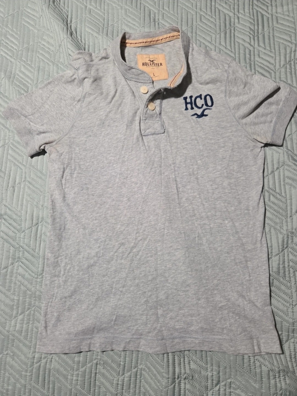Hollister Light Gray HCO Embroidered Polo